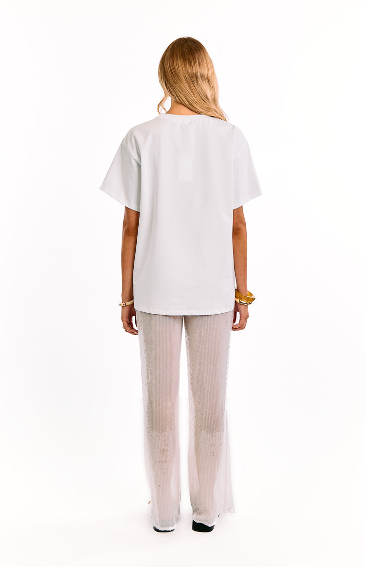 Cordelia White Sequin Wide Leg Pants Image