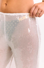 Cordelia White Sequin Wide Leg Pants Image