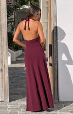 Corey Burgundy Beaded Crepe Maxi Dress