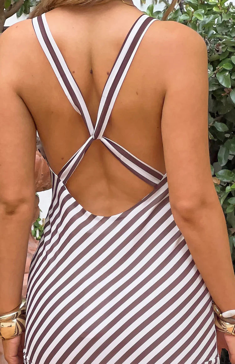Cornell Brown Stripe Maxi Dress