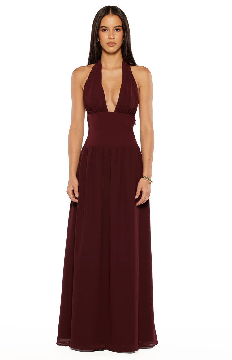 burgundy fall maxi dress ECB Exclusive: Between the Lines Maxi Dress, Burgundy Large