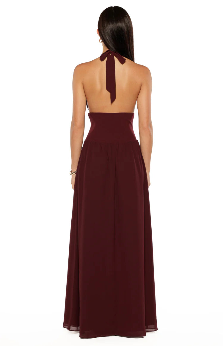 Cosette Burgundy Maxi Dress - US 4 | Beginning Boutique Exclusive Cosette Burgundy Maxi Dress - US 4 | Beginning Boutique Exclusive