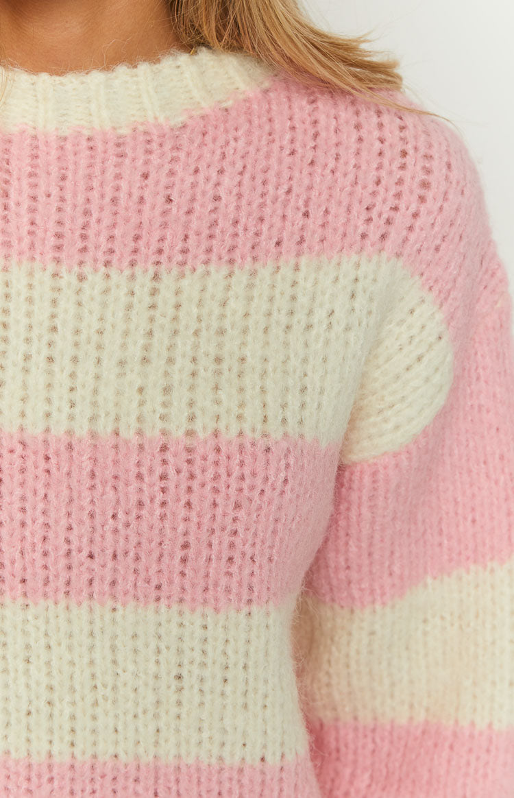 Cotton Candy Pink Stripe Knit Jumper Image