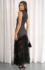 Courtni Black Sequin Ruffle Maxi Dress Image