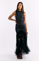 Courtni Black Sequin Ruffle Maxi Dress Image