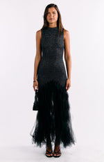 Courtni Black Sequin Ruffle Maxi Dress Image
