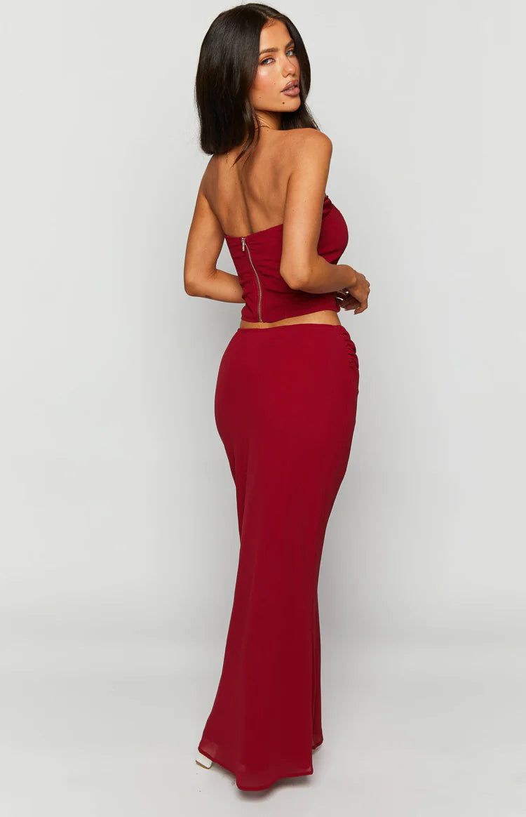 Crimson Rose Red Lace Maxi Skirt | Beginning Boutique US Crimson Rose Red Lace Maxi Skirt | Beginning Boutique US