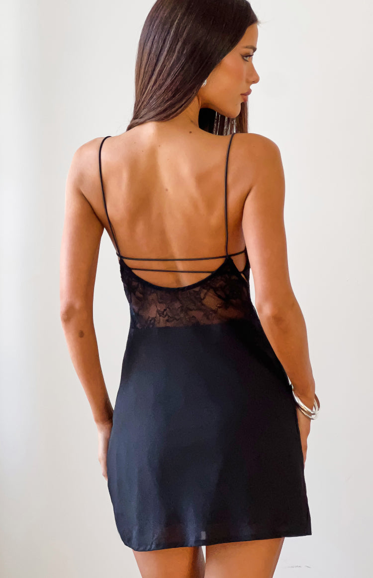 Cure Black Lace Detail Mini Dress - US 14