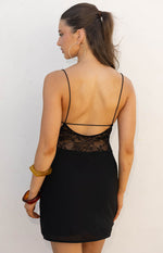 Cure Black Lace Detail Mini Dress Image