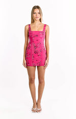 Curren Hot Pink Beaded Mini Dress