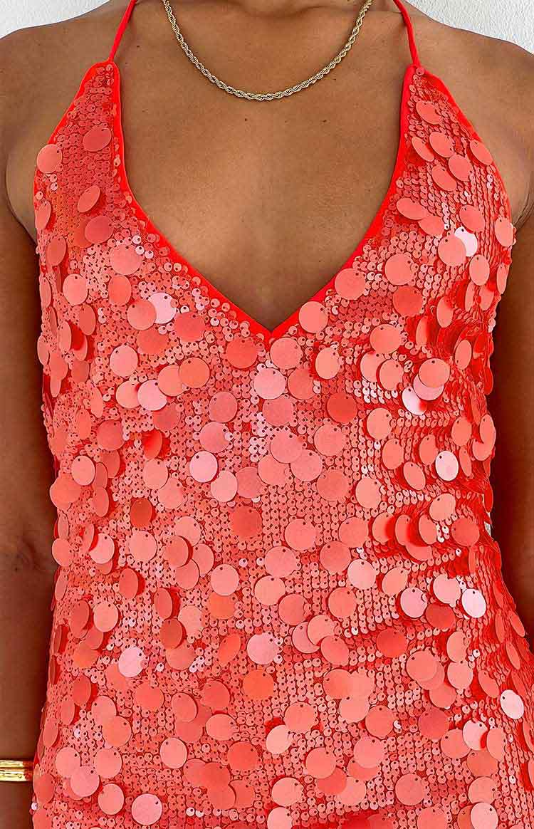 Cyrus Orange Sequin Mini Dress - US 12 | Beginning Boutique Exclusive Cyrus Orange Sequin Mini Dress - US 12 | Beginning Boutique Exclusive