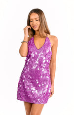 Cyrus Purple Sequin Mini Dress Image