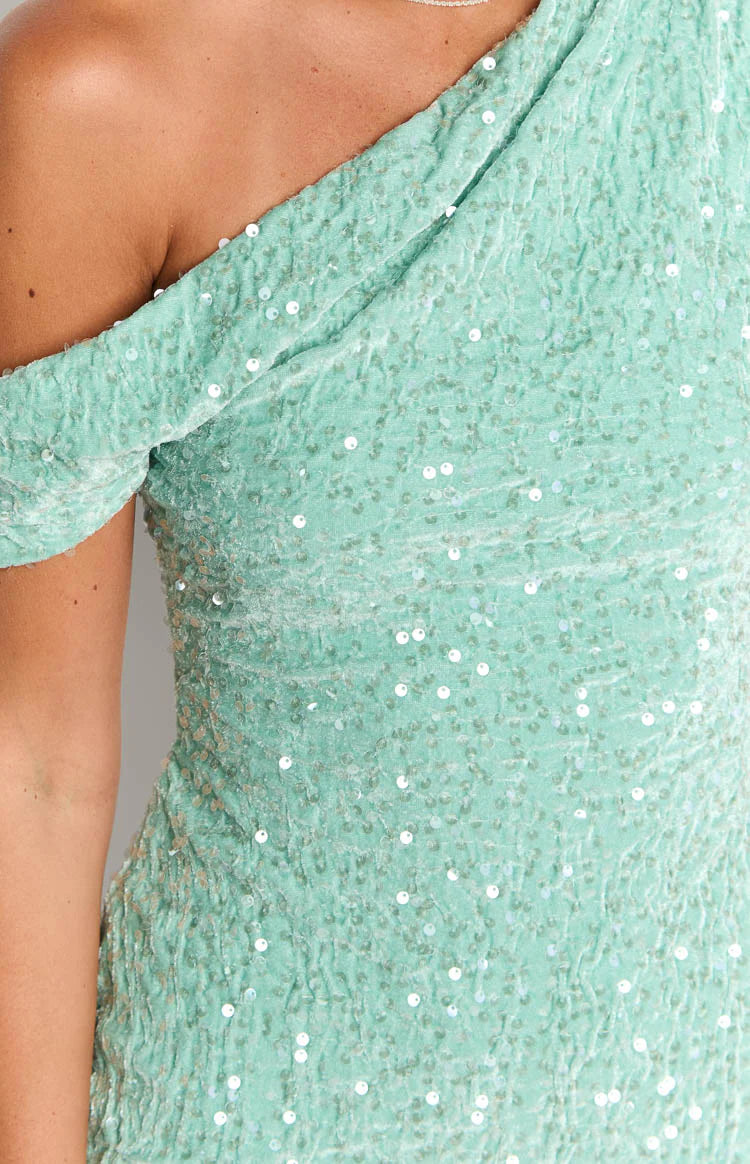 Dayton Teal Sequin Mini Dress - US 14 | Beginning Boutique Exclusive Dayton Teal Sequin Mini Dress - US 14 | Beginning Boutique Exclusive