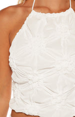 Daisie White Textured Halter Top Image