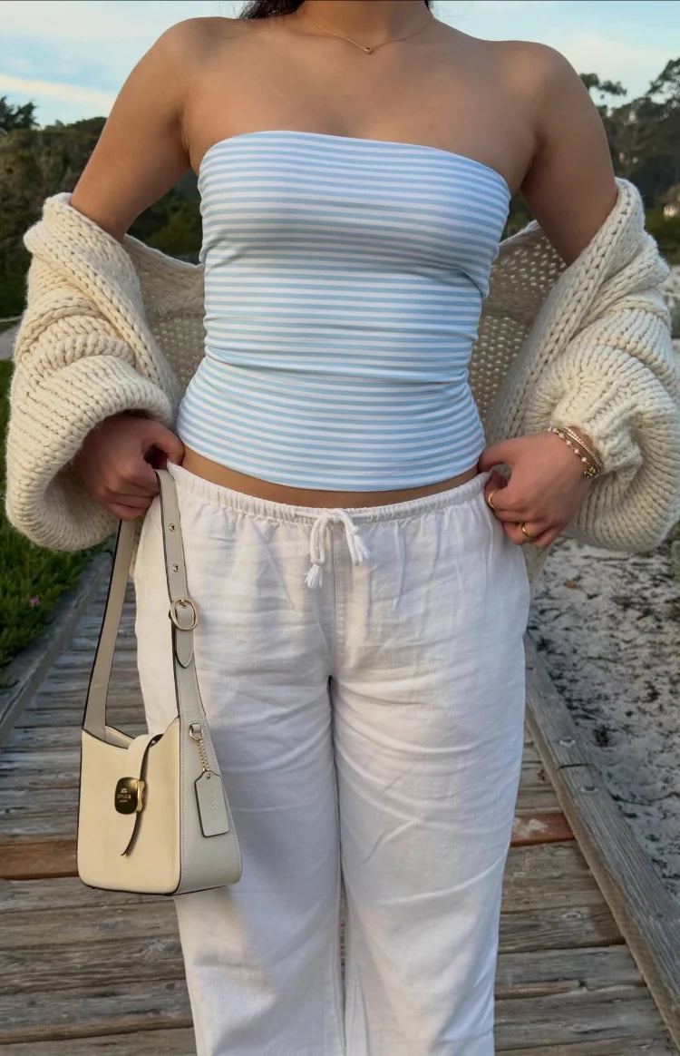 Daisy Blue Striped Tube Top