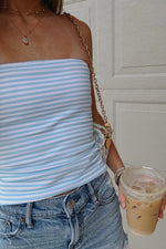 Daisy Blue Striped Tube Top
