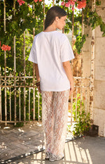 Dani White Sequin Lace Sheer Pants