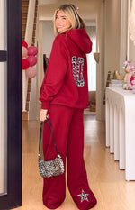 Dania Burgundy Leopard Star Track Pants Image