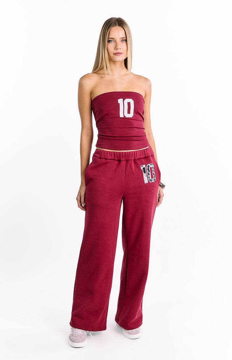Dania Burgundy Leopard Star Track Pants Image