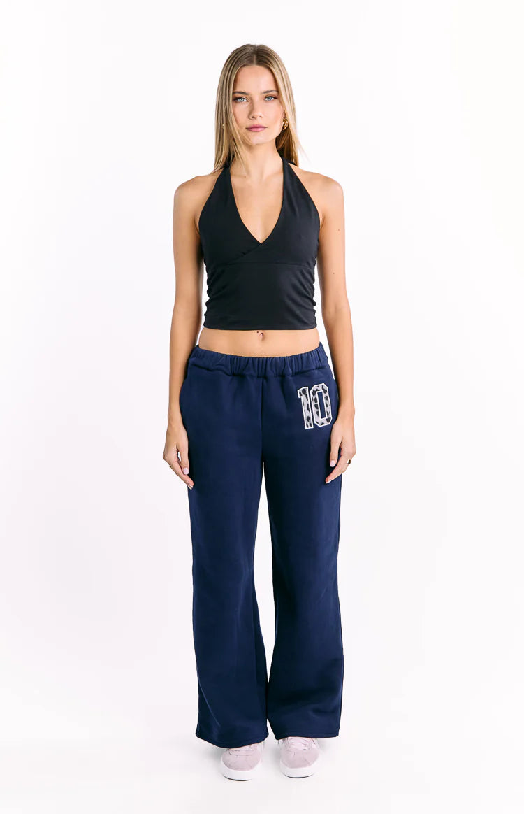 Dania Navy Leopard Star Track Pants | Beginning Boutique US
