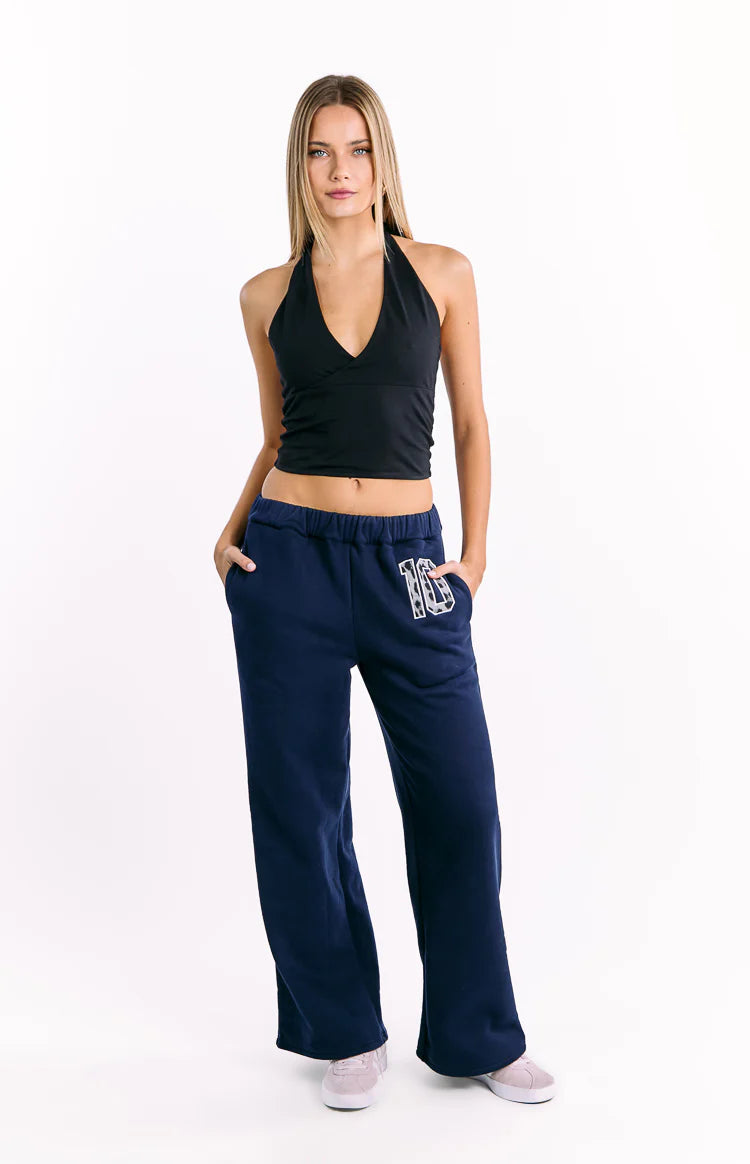 Dania Navy Leopard Star Track Pants | Beginning Boutique US