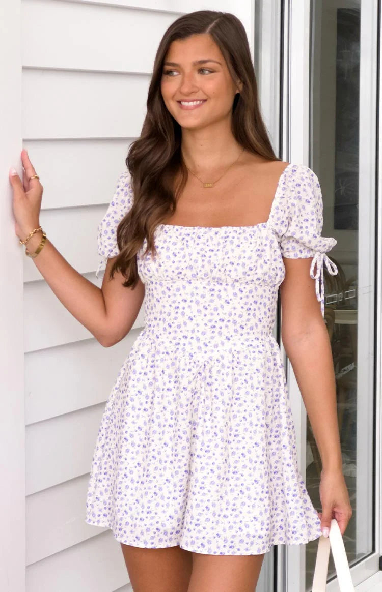 Danyal Purple Floral Mini Dress - US 14