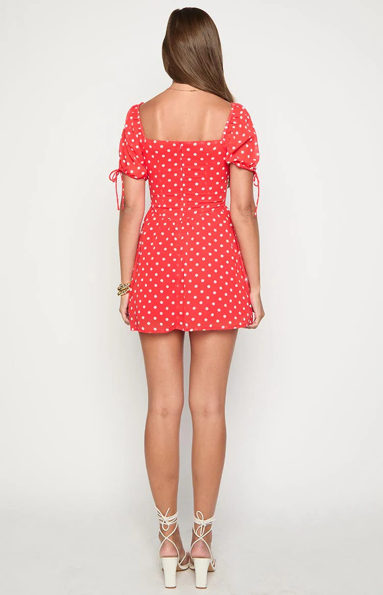 Danyal Red Polka Dot Mini Dress - US 6 | Beginning Boutique exclusive Danyal Red Polka Dot Mini Dress - US 6 | Beginning Boutique exclusive