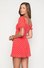 Danyal Red Polka Dot Mini Dress
