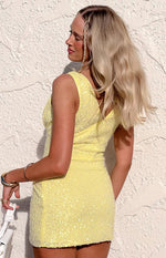 Daphne Yellow Sequin Mini Dress Image