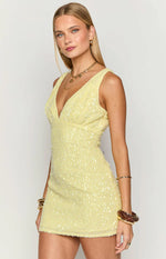 Daphne Yellow Sequin Mini Dress
