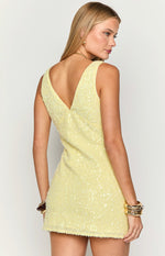 Daphne Yellow Sequin Mini Dress Image