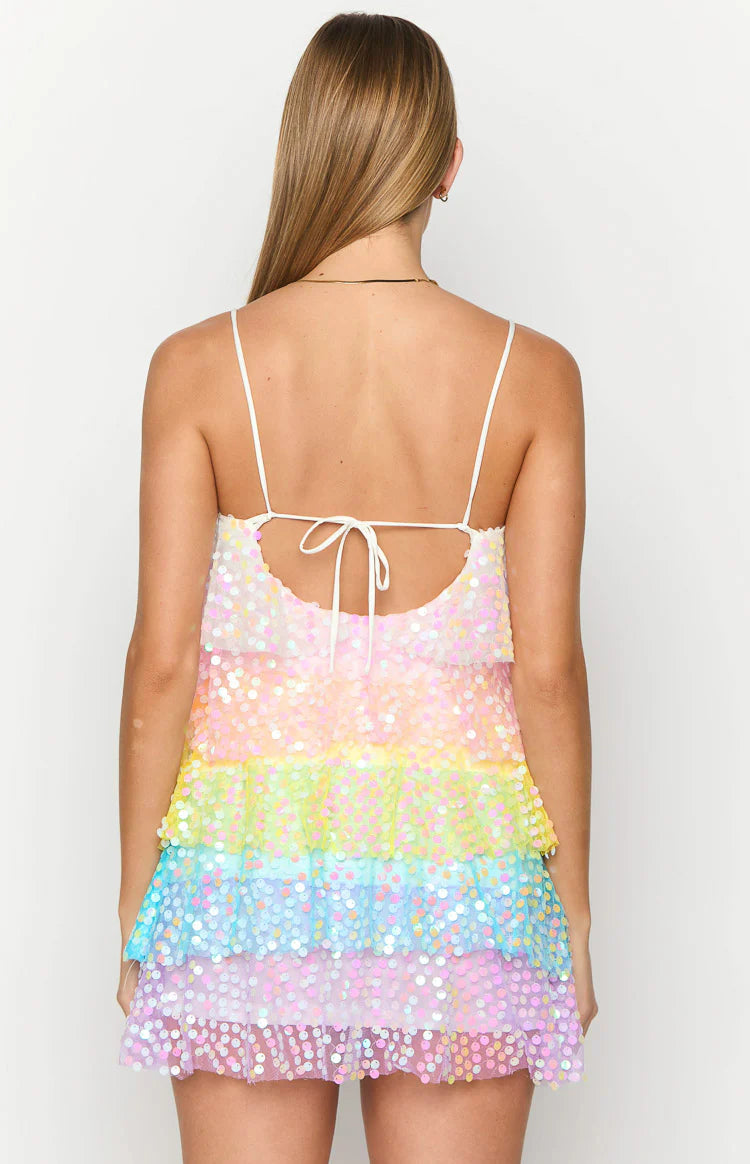 Darcy Rainbow Sparkle Mini Dress | Beginning Boutique US Darcy Rainbow Sparkle Mini Dress | Beginning Boutique US