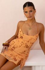 Dayan Orange Beaded Party Mini Dress Image