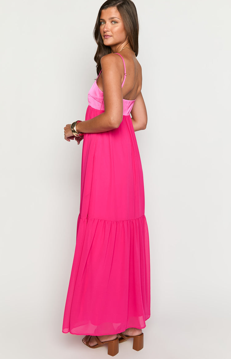 Dekota Hot Pink Contrast Maxi Dress Image