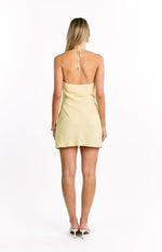 Delilah Yellow Orchid Print Halter Mini Dress Image