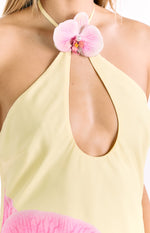 Delilah Yellow Orchid Print Halter Mini Dress Image