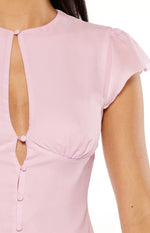 Delta Pink Keyhole Woven Top Image