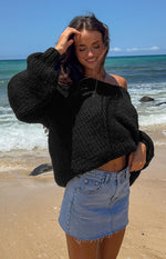 Delvey Black Chunky Knit Sweater Image