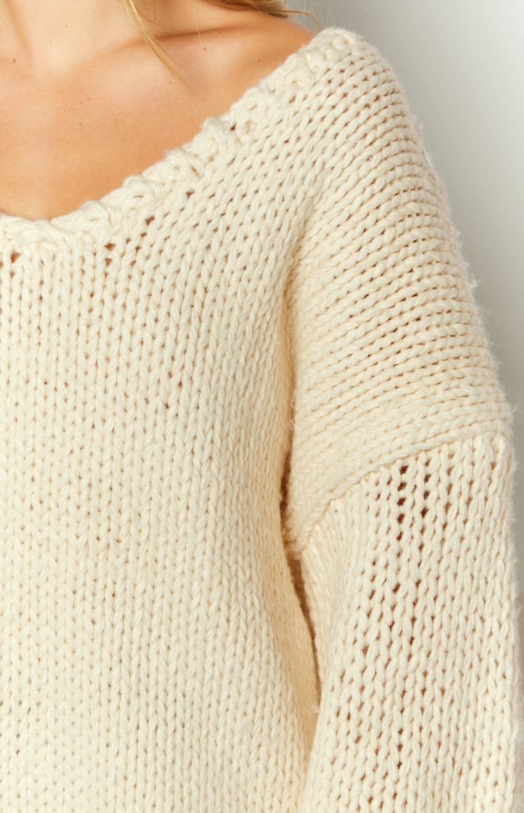 Delvey Cream Chunky Knit Sweater Image