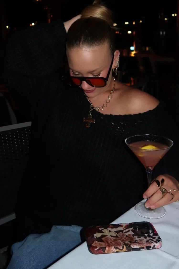 Delvey Black Chunky Knit Sweater