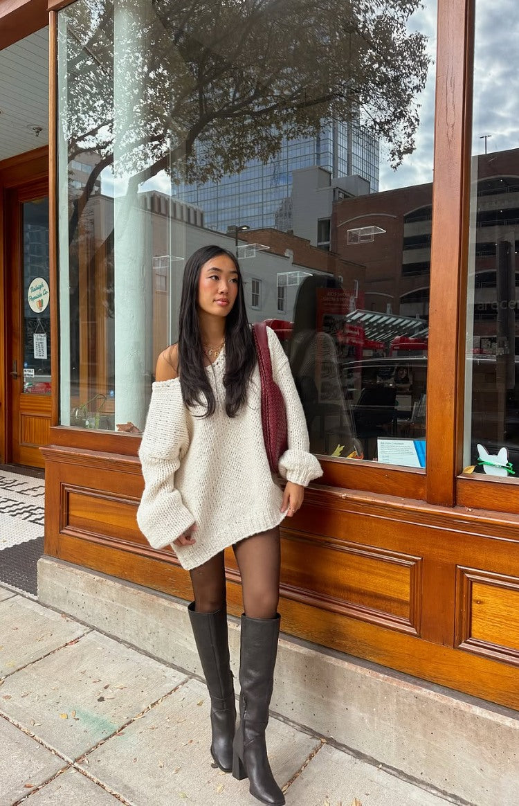 Delvey Cream Chunky Knit Sweater
