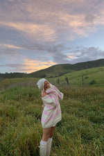 Delvey Pink Striped Chunky Knit Sweater