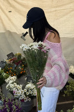 Delvey Pink Striped Chunky Knit Sweater