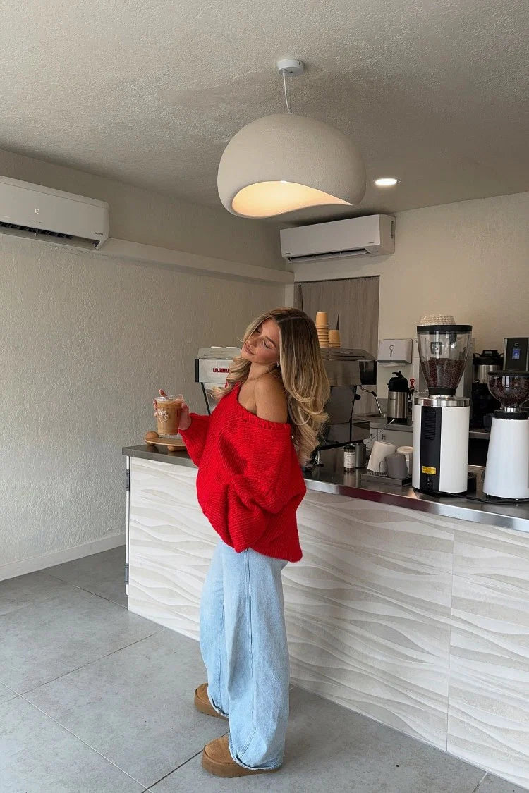 Delvey Red Chunky Knit Sweater