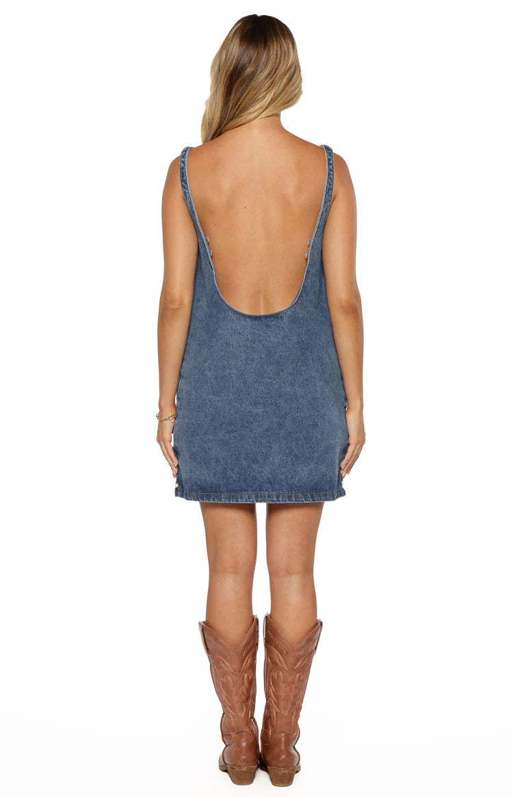 Demi Denim Pearl Detail Mini Dress