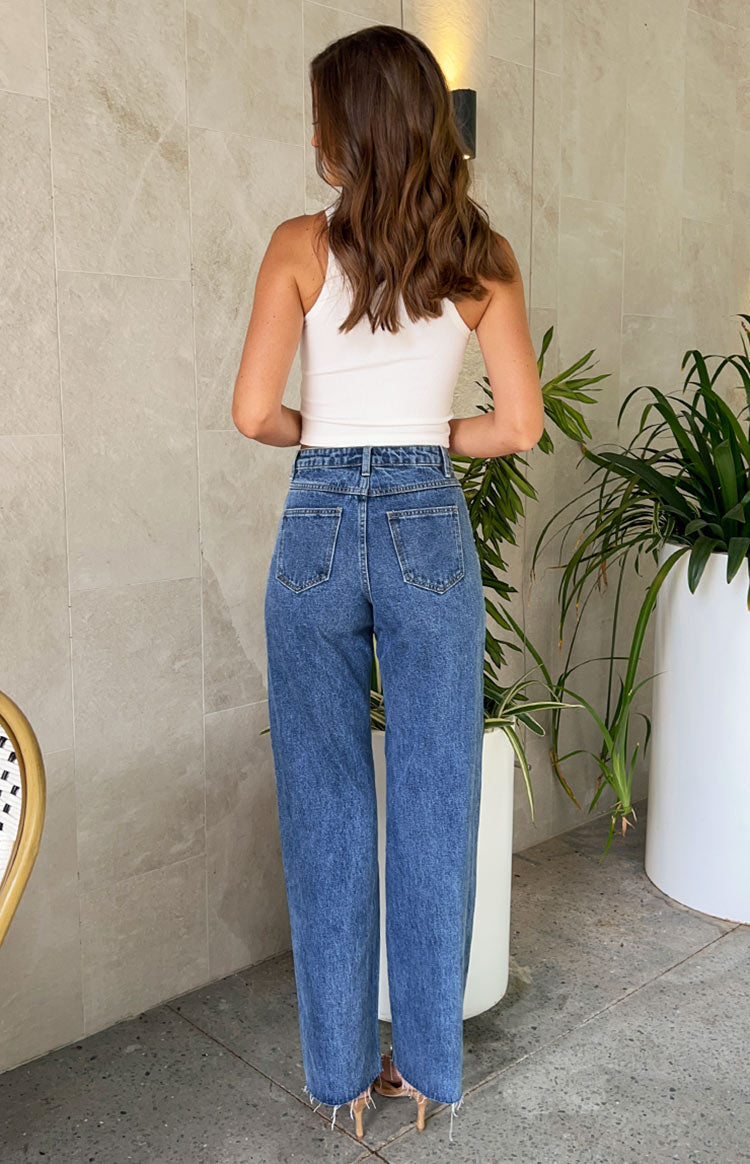 Denim Dazzle Pearl Mid Wash High Waisted Jeans Image