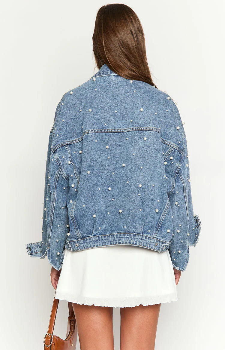 Denim Dazzle Pearl Mid Wash Denim Jacket
