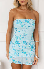 Denver Blue Strapless Beaded Party Mini Dress Image