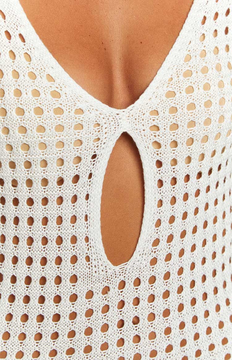 Destinations White Crochet Long Sleeve Maxi Dress Image
