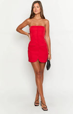 Dianna Red Strapless Mini Dress